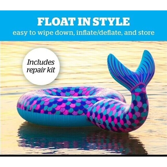 NIB BigMouth Inc Giant Blow Up Mermaid Tail Pool Float - Picture 3 of 5